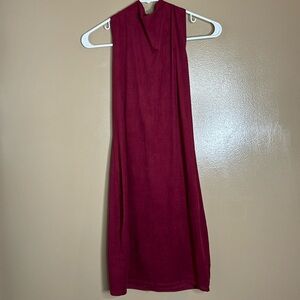 Burgundy High Neck Dress